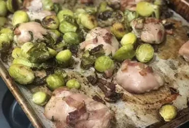 Chicken, Apple, and Brussels Sprout Sheet Pan Dinner