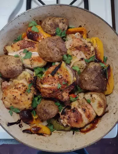 Chicken, Sausage, Peppers, and Potatoes