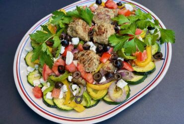 Mediterranean Turkey Meatball Sheet Pan Dinner