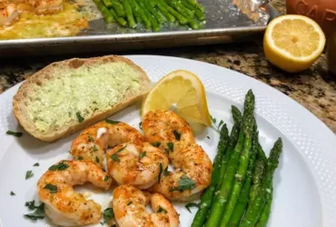 Sheet Pan Lemon Butter Garlic Shrimp with Asparagus