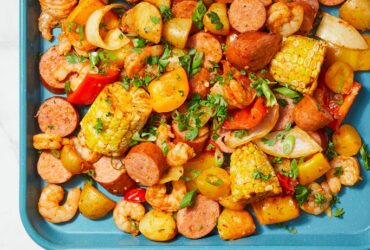 Sheet Pan Shrimp and Sausage Bake