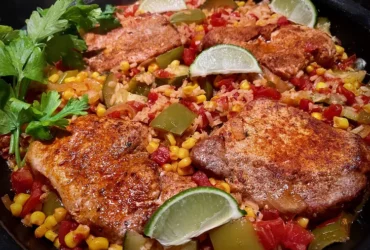 Tex-Mex Pork Chops and Rice Skillet